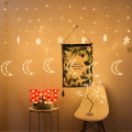 ZYF-6 Star Moon LED Fairy Curtain Light With Tail Plug Extension White 3M