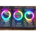 AL20 Rechargable RGB LED Ring Mobile Phone Selfie Ring Flash Lens 3-level Brightness Clip-on Mirror