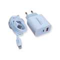 Treqa CH-633-IOS  PD20W+QC3.0 Dual Charger With Lightning Cable For IOS