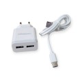 Treqa CH631 Dual USB Port Charger With Type C Cable