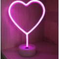 B-2 USB DC Cable Or Battery Operated Heart Neon Lamp With Base