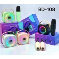 BD-108 RGB Portable Wireless Bluetooth Speaker With Karaoke Microphone