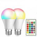 E27 LED Light Bulbs RGB Mood Color Changing 3W With Remote 2 Pack