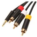 Aerbes AB-S055 3.5MM To 3 RCA Male Plug To RCA Stereo Audio Video Cable , 3M