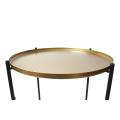 Trends - Gold Round Table With Tube Leg - 35x47cm