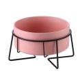 Good Boys - Medium Ceramic Pet Bowl With Wire Stand - 15.5cm/850ml - Blush