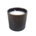 H&S - Candle In Glazed Stoneware Pot - 7x6cm - Dark Blue
