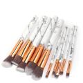 Glam Beauty - Make Up Kit With 10 Brushes In Purse - White Marble