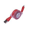 Larry's Digital Accessories - LED Retractable Charging Cable - Red - 8 Pin Lightning