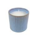 H&S - Candle In Glazed Stoneware Pot - 7x6cm - Sky Blue