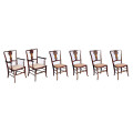 Set of Six Edwardian Inlaid Mahogany Dining Chairs