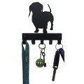 Dachshund Key Rack & Leash Hanger V1 - 5 Hooks - Black