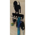 Dachshund Key Rack & Leash Hanger V1 - 5 Hooks - Black