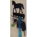 Horse Key Rack & Leash Hanger - 5 Hooks - Black