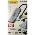 Enhance Connectivity with the Andowl Q-HU121 4 in 1 USB Hub - 4 USB Ports, USB-C, USB 3.0, and HD...