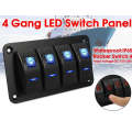 Universal 4 Gang LED Rocker Switch Panel Waterproof