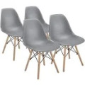 Dining Chairs - Wooden Leg - Four Pack - Grey Colour