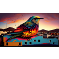 Canvas Wall Art - Urban Colourful Bird - B1029