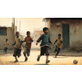 Canvas Wall Art - Township Young Boys Playing Street Soccer - B1047