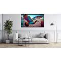 Canvas Wall Art - Flying Colourful Bird on Wall Graffitti - B1032