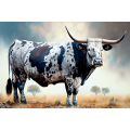 Canvas Wall Art - Big Spotted Nguni Bull - B1438