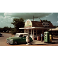 Canvas Wall Art - Canvas Wall Art  Gas Station in the 60s - B1161