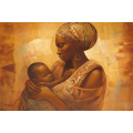 Canvas Wall Art - African Woman Carrying a Toddler  - A1488