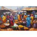 Canvas Wall Art - African Women at The Market - A1403