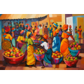 Canvas Wall Art - African Women at The Market - A1401