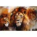 Canvas Wall Art - Male Lions Abstract Painting - A1410