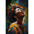 Canvas Wall Art - Joyful Black African Woman  - A1164