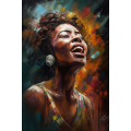 Canvas Wall Art - Joyful Black African Woman  - A1165