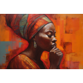 Canvas Wall Art - Bold African Woman in Orange - A1424