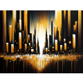 Canvas Wall Art - City Lights Acrylic Painting - B1402
