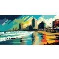 Canvas Wall Art - Canvas Wall Art Durban Beachfront Abstract Painting - B1100