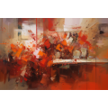 Canvas Wall Art - Dynamic Spontaneous Splashes Fiery Red - A1069