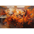 Canvas Wall Art - Dynamic Spontaneous Splashes Fiery Red - A1070