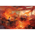 Canvas Wall Art - Dynamic Spontaneous Splashes Fiery Red - A1071