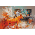 Canvas Wall Art - Dynamic Spontaneous Splashes Fiery Reds  - A1068