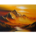 Canvas Wall Art - Golden Sunset Over Mountains  - B1395