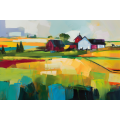 Canvas Wall Art - Abstract Painting Farmhouse Stands Proud - A1513
