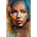 Canvas Wall Art - Abstract Portrait Woman Vibrant - A1502