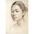 Canvas Wall Art - Light Sketch Woman Pacific Islander Descent - A1527