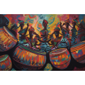 Canvas Wall Art -  Traditional African Women Playing Drums - A1484