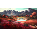 Canvas Wall Art - Canvas Wall Art-Mountainous Landscape Painting - B1226