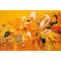 Canvas Wall Art - Layers Vibrant Yellows Oranges Envelop Abst - A1094