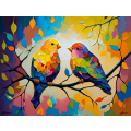 Canvas Wall Art - Canvas Wall Art: Lovebirds Acrylic Painting - B1317