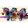 Canvas Wall Art - Canvas Wall Art Three Zebras With Stripes - B1074