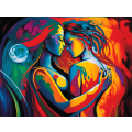 Canvas Wall Art - Canvas Wall Art: Passionate Embrace Abstract Painting - B1314