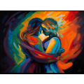 Canvas Wall Art - Canvas Wall Art: Passionate Embrace Abstract Painting - B1313
